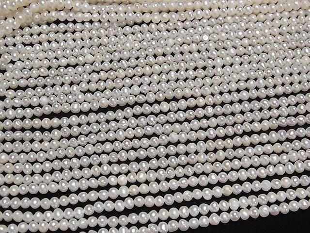Süßwasserperle AA++ Kartoffel 2.5-3mm Weiß 1Strang Perlen (ca. 14Zoll/35cm)
