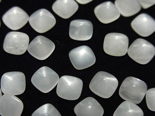Hochwertiger Weißer Mondstein AAA Zuckerlaib Schnitt 6x6mm 5Stück