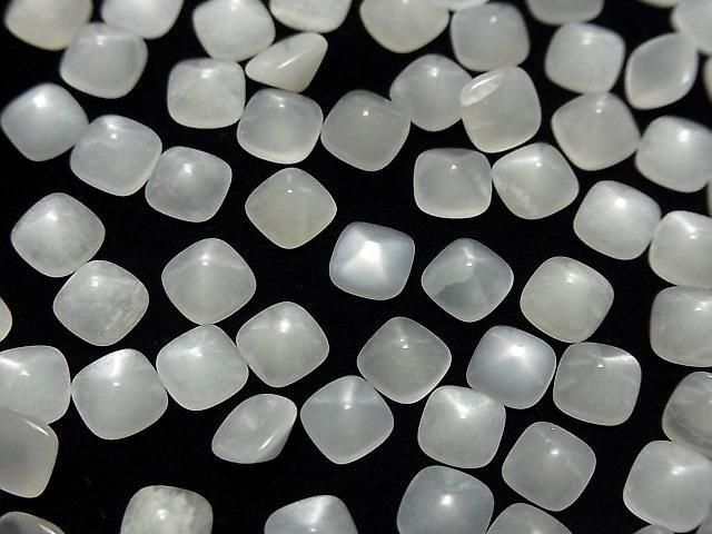 Hochwertiger Weißer Mondstein AAA Zuckerlaib Schnitt 6x6mm 5Stück