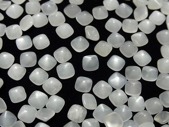 Hochwertiger Weißer Mondstein AAA Zuckerlaib Schnitt 6x6mm 5Stück
