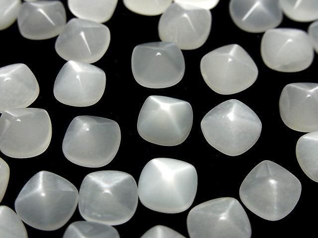 Hochwertiger Weißer Mondstein AAA Zuckerlaib Schnitt 8x8mm 3Stück