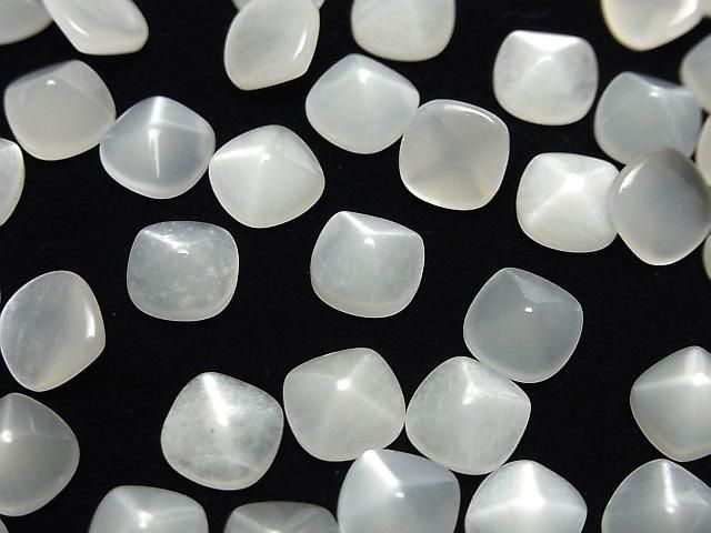 Hochwertiger Weißer Mondstein AAA Zuckerlaib Schnitt 8x8mm 3Stück