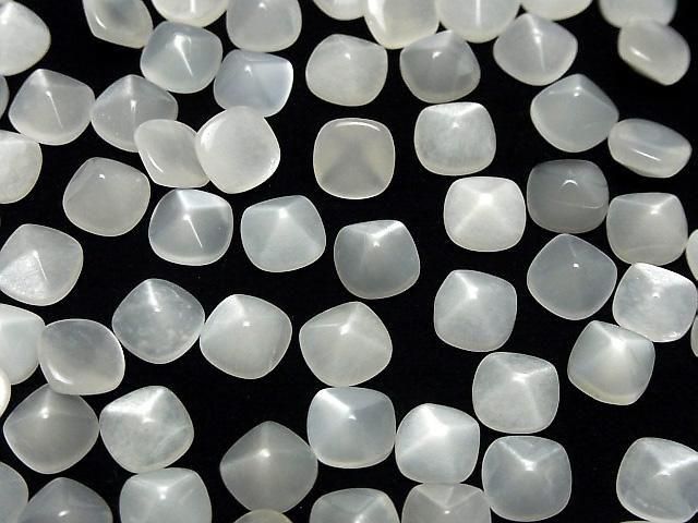 Hochwertiger Weißer Mondstein AAA Zuckerlaib Schnitt 8x8mm 3Stück