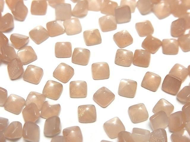 Hochwertiger Pfirsichmondstein AAA- Zuckerlaib Schnitt 4x4mm 10Stück