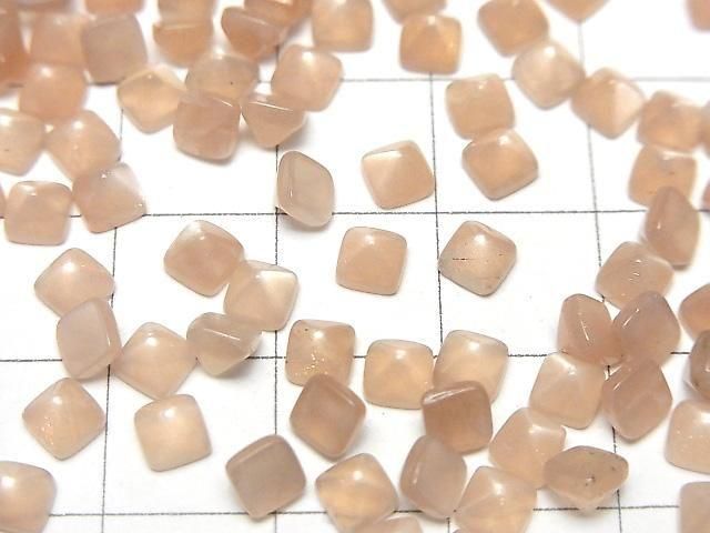 Hochwertiger Pfirsichmondstein AAA- Zuckerlaib Schnitt 4x4mm 10Stück