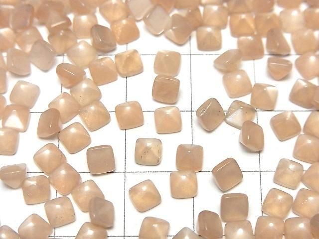 Hochwertiger Pfirsichmondstein AAA- Zuckerlaib Schnitt 4x4mm 10Stück