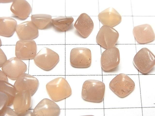 Hochwertiger Pfirsichmondstein AAA- Zuckerlaib Schnitt 6x6mm 5Stück