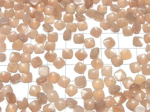 Hochwertiger Pfirsichmondstein AAA- Zuckerlaib Schnitt 6x6mm 5Stück