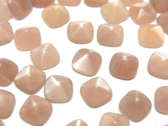 Hochwertiger Pfirsichmondstein AAA- Zuckerlaib Schnitt 8x8mm 3Stück