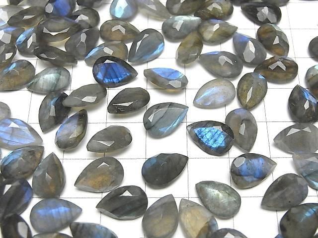Hochwertiger Labradorit AA++ Birnenform, facettiert, 12x8mm, 3 Stück