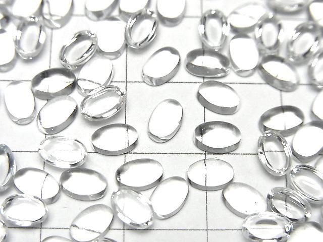 Hochwertiger weißer Topas AAA ovaler Cabochon, 6x4mm, 5 Stück
