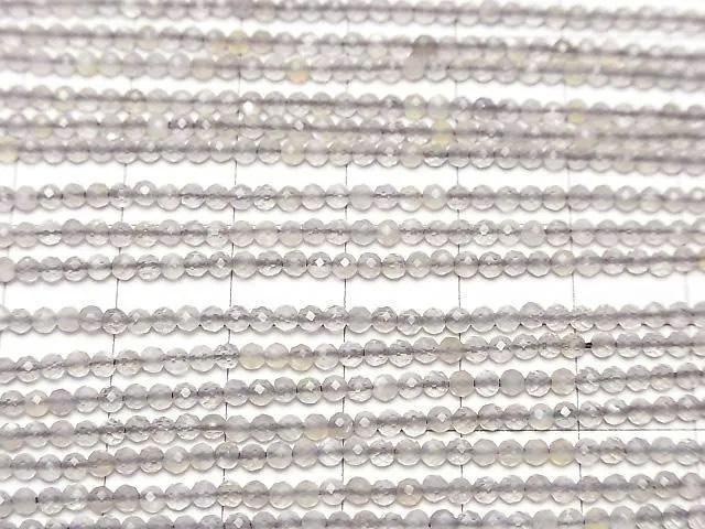 Hochwertiger! Grauer Mondstein AA++ facettierte Runde, 2mm, 1 Strang Perlen (ca. 37 cm)