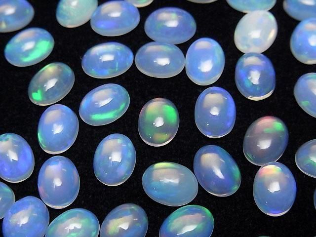Hochwertiger äthiopischer Wasseropal AAA- ovaler Cabochon, 8x6mm, 3 Stück