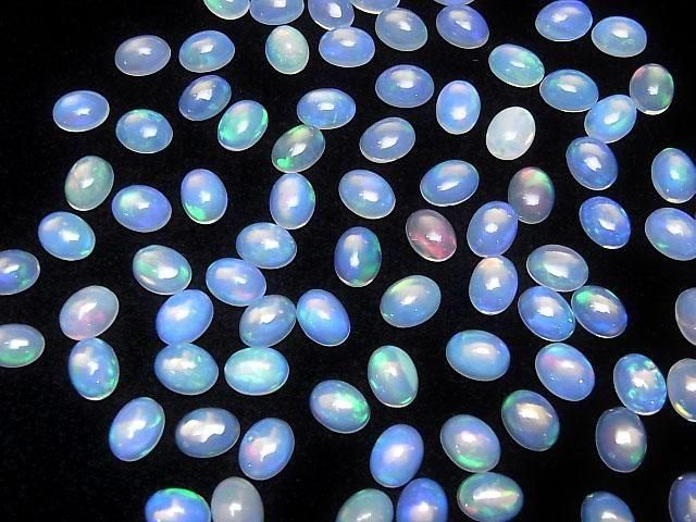 Hochwertiger äthiopischer Wasseropal AAA- ovaler Cabochon, 8x6mm, 3 Stück