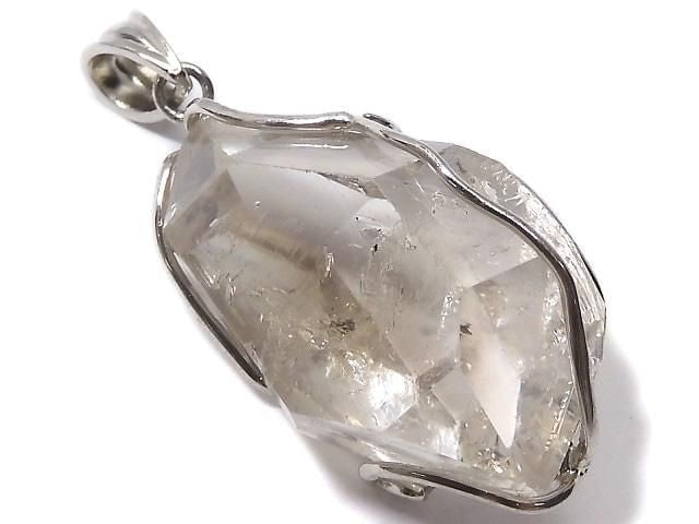 Pendentif en quartz double pointe en argent 925 pièce unique N°12