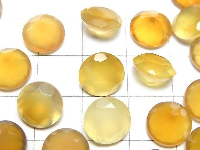 Hochwertiger honigfarbener Chalcedon AAA lose Steine, rund, facettiert, 10x10mm, 3 Stück
