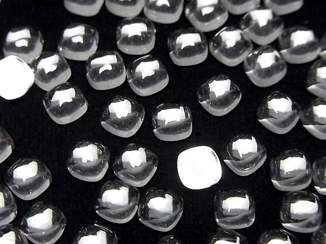 Hochwertiger weißer Topas AAA quadratischer Cabochon, 6x6mm, 5 Stück