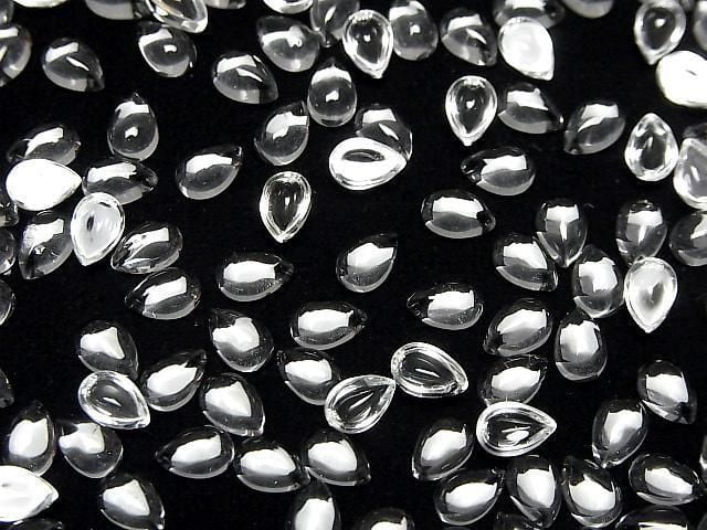 Hochwertiger weißer Topas AAA Birnenform Cabochon, 6x4mm, 5 Stück