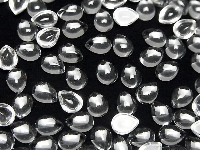 Hochwertiger weißer Topas AAA Tropfenform Cabochon 8x6mm 3 Stück