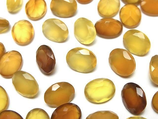 Hochwertiger honigfarbener Chalcedon AAA loser Stein oval facettiert 10x8mm 3 Stück
