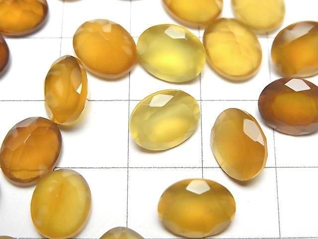 Hochwertiger honigfarbener Chalcedon AAA loser Stein oval facettiert 10x8mm 3 Stück