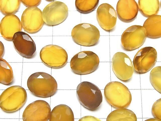 Hochwertiger honigfarbener Chalcedon AAA loser Stein oval facettiert 10x8mm 3 Stück