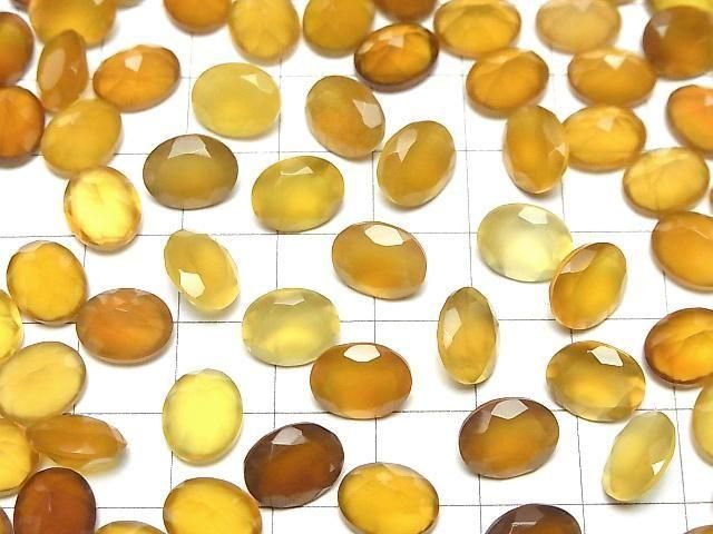 Hochwertiger honigfarbener Chalcedon AAA loser Stein oval facettiert 10x8mm 3 Stück