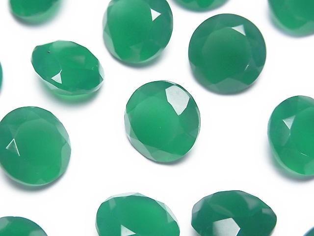 Hochwertiger grüner Onyx AAA loser Stein rund facettiert 12x12mm 2 Stück