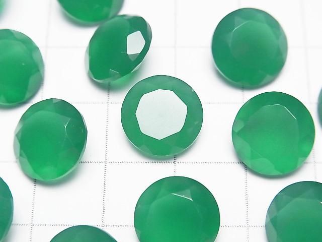 Hochwertiger grüner Onyx AAA loser Stein rund facettiert 12x12mm 2 Stück
