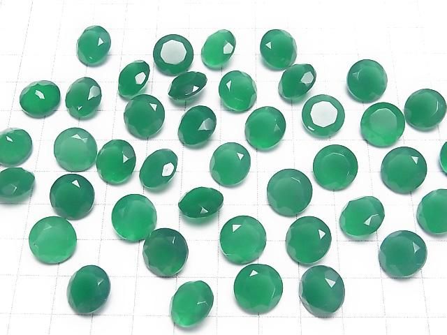 Hochwertiger grüner Onyx AAA loser Stein rund facettiert 12x12mm 2 Stück