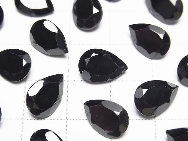 Hochwertiger schwarzer Spinell AAA loser Stein Tropfenform facettiert 12x8mm 2 Stück