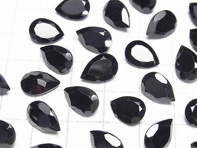 Hochwertiger schwarzer Spinell AAA loser Stein Tropfenform facettiert 12x8mm 2 Stück