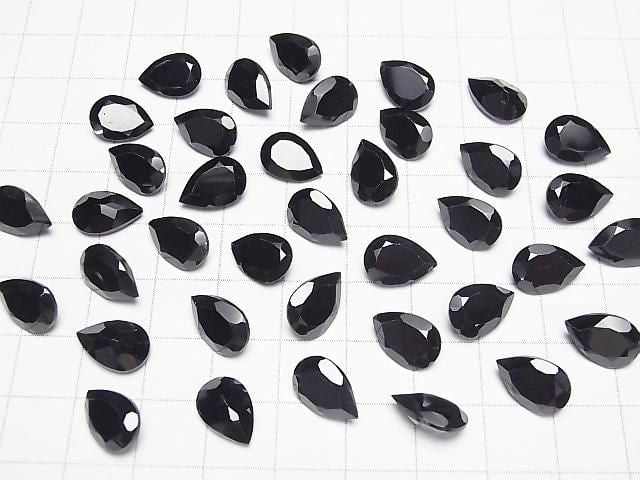 Hochwertiger schwarzer Spinell AAA loser Stein Tropfenform facettiert 12x8mm 2 Stück