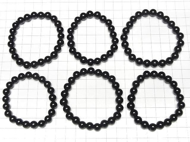 Schwarzer Turmalin AAA- Rund 8mm Armband