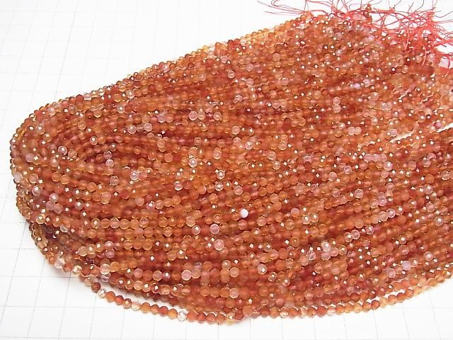 Hochwertig! Gemischte Karneol Facettiert Rund 3.5mm 1Strang Perlen (ca. 15Zoll/37cm)