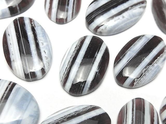 Gestreifter blauer Opal AAA- Oval Cabochon Größenmix 3 Stück