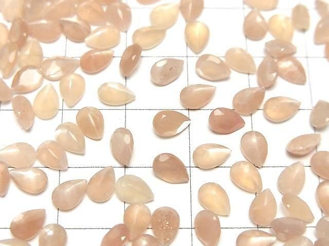 Hochwertiger Pfirsich-Mondstein AAA- Lose Stein Birnenform Facettiert 6x4mm 10 Stück
