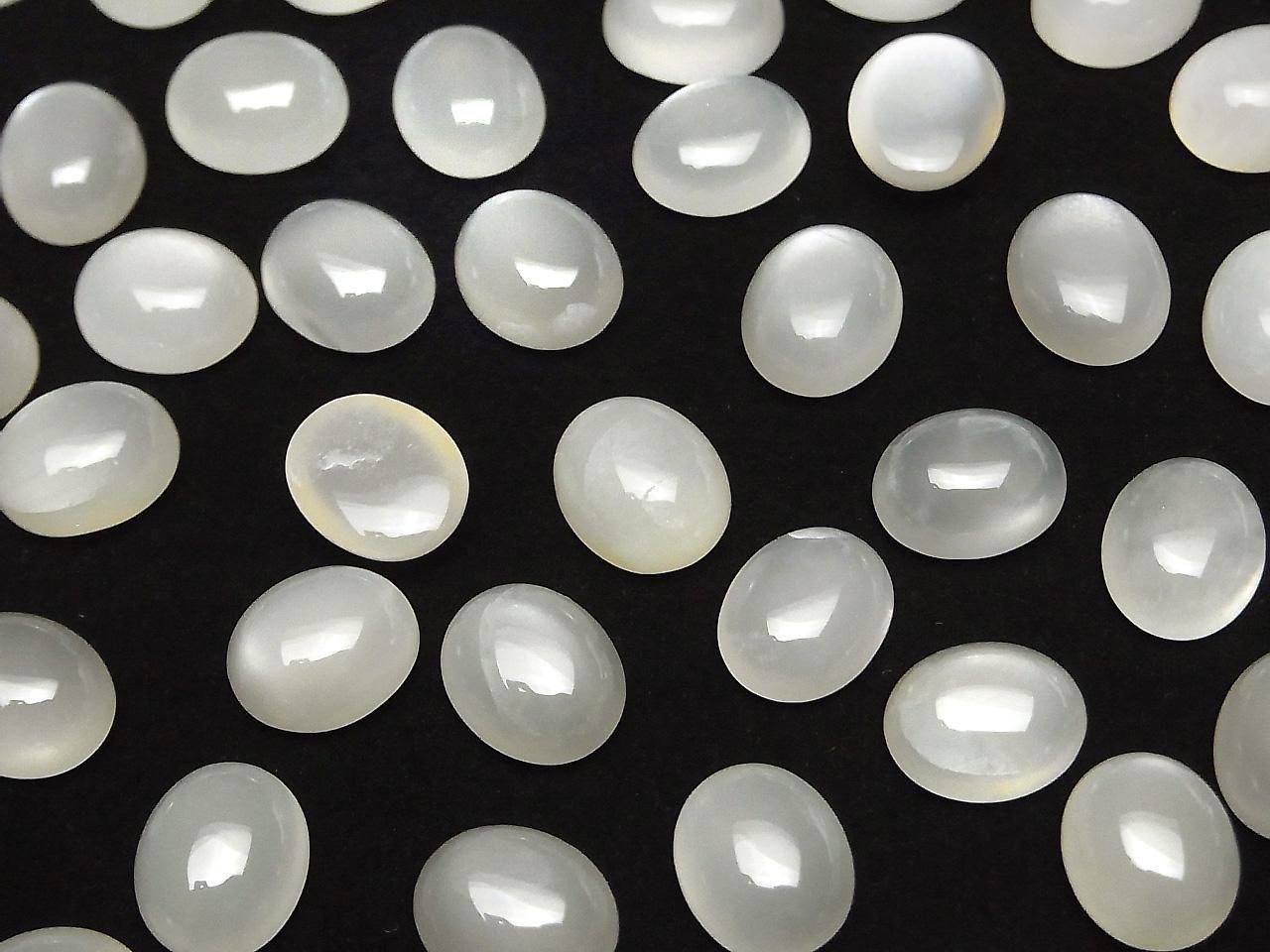 Pierre de lune blanche AAA - Cabochon ovale 12x10mm 2 pcs