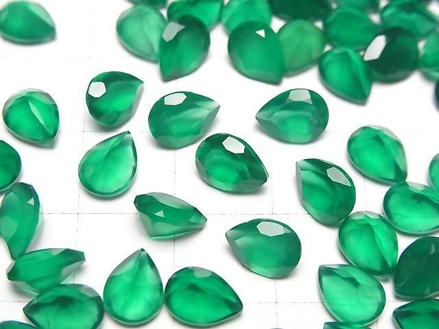 Hochwertiger grüner Onyx AAA Lose Stein Birnenform Facettiert 8x6mm 5Stück