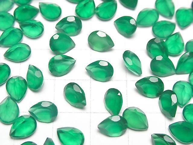 Hochwertiger grüner Onyx AAA Lose Stein Birnenform Facettiert 8x6mm 5Stück
