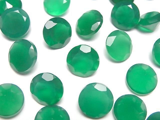 Hochwertiger grüner Onyx AAA Lose Stein Rund Facettiert 10x10mm 2Stück