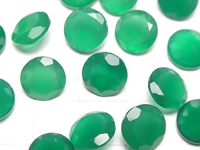 Hochwertiger grüner Onyx AAA Lose Stein Rund Facettiert 10x10mm 2Stück