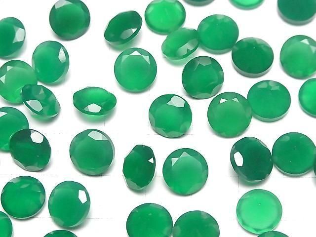 Hochwertiger grüner Onyx AAA Lose Stein Rund Facettiert 10x10mm 2Stück
