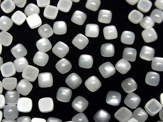 Weißer Mondstein AAA Quadrat Cabochon 4x4mm 10Stück