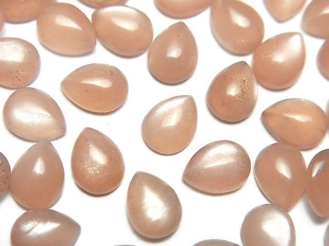 Pierre de lune Pêche AAA - Cabochon forme Poire 8x6mm 5pcs