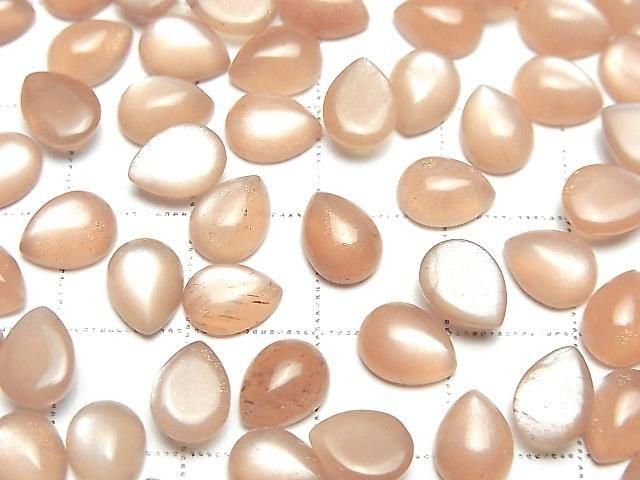 Pierre de lune Pêche AAA - Cabochon forme Poire 8x6mm 5pcs