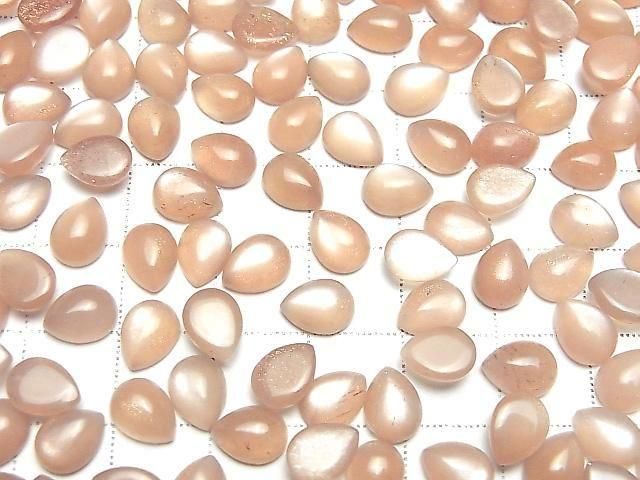 Pierre de lune Pêche AAA - Cabochon forme Poire 8x6mm 5pcs