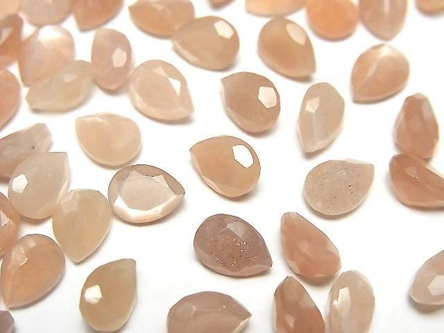 Hochwertiger Pfirsichmondstein AAA - Lose Steine Tropfenform Facettiert 8x6mm 5 Stück