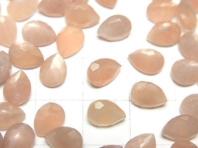 Hochwertiger Pfirsichmondstein AAA - Lose Steine Tropfenform Facettiert 8x6mm 5 Stück