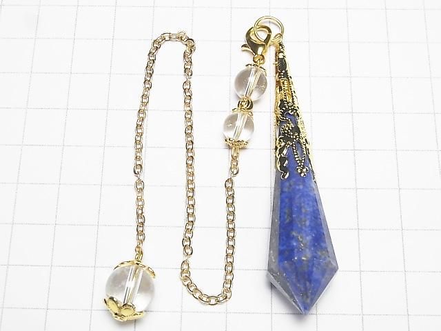 Lapislazuli AA Pendel 72x16x16mm mit Kette in Goldfarbe 1Stk